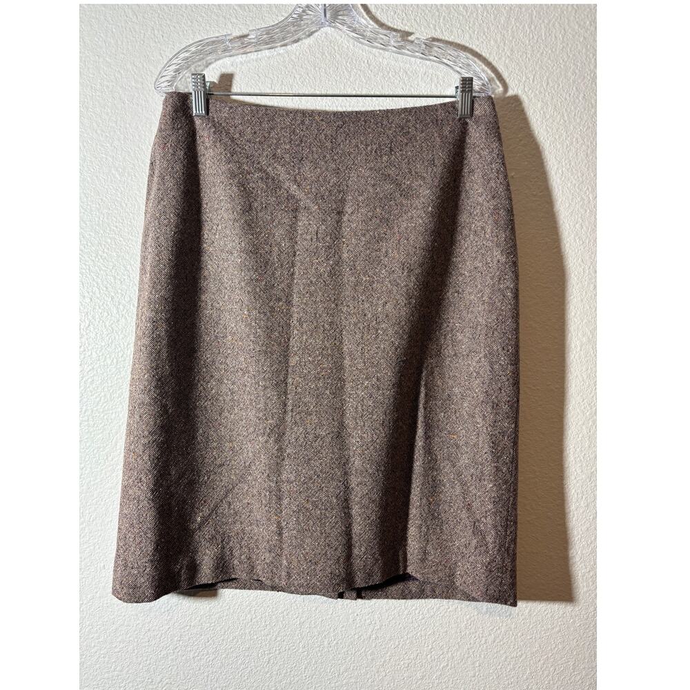Vintage Evan-Picone Women's Size 14 Wool Blend Taupe Brown A-Line Skirt